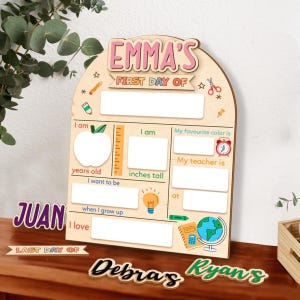 Personalized My First Day Of School Last Day of School, Custom Wooden Back to School Sign, Kindergarten School Board, First Day of Preschool