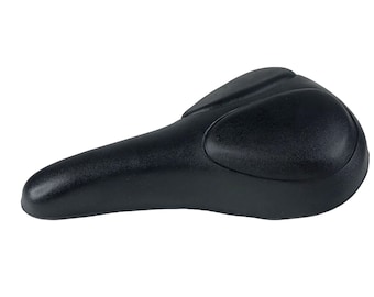 May include: A black bicycle saddle with a curved, ergonomic design.