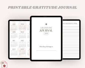 Dankbaarheidsdagboek | Afdrukbaar minimaal Bullet Journal | Mindful leven: wellness | Direct downloaden