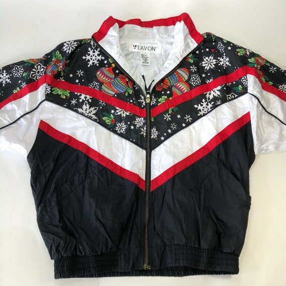 Vintage Rare Christmas Lavon Windbreaker Retro Women s Size Small Jacket Black Etsy