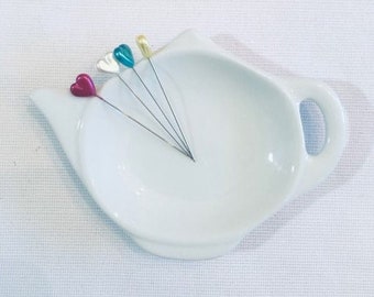 Magnetic Tea Pots&Cups: Stick-It-To-Me! Needle Pin Dishes | Ceramic | Magnetic | Pin Tray | Pin Dish | Pin Bowl | Sewing | Quilting | Gift