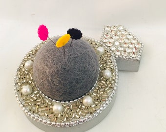 Even More Wooden Beaded: Stick-It-To-Me! Pin Cushions | Butterfly | Flower | Pineapple | Wooden | Beaded | Wool | Handmade | Pincushion