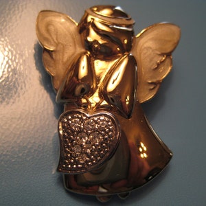Vintage Engel mit Strass Brosche