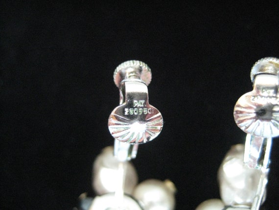 Vintage Vendome Faux Pearl and Rhinestone Earrings - image 9