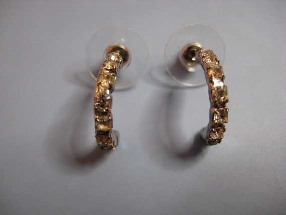 Simple Rhinestone Half Hoops - image 1