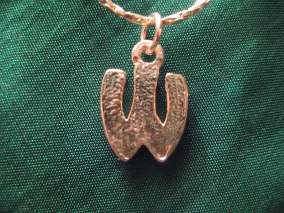 Vintage Initial W Rhinestone Monogram Pendant Nec… - image 2