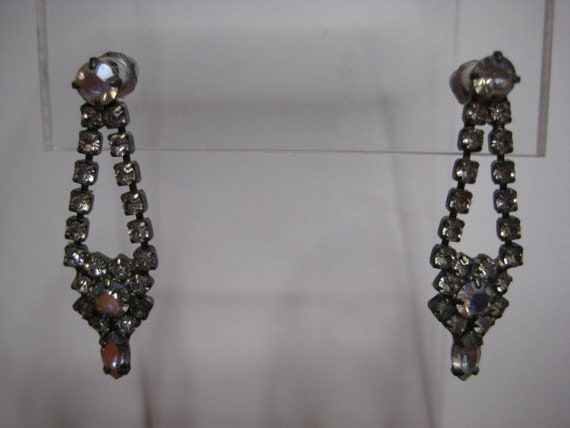 Vintage Rhinestone Dangle Earrings - image 2