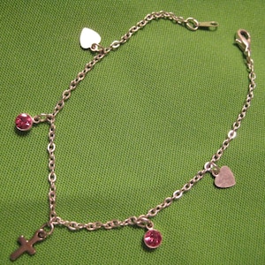 Tono plata Vintage Cruz pulsera