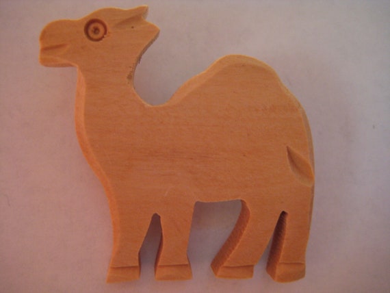 Olive Wood Camel Brooch - image 1