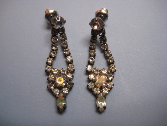 Vintage Rhinestone Dangle Earrings - image 1