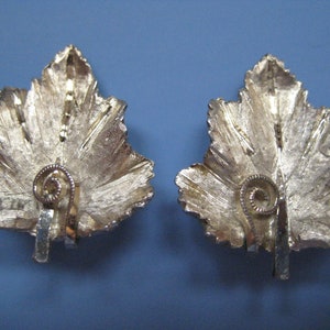 Vintage BSK Gold Tone Leaf Earrings