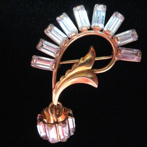 Vintage Curtis Gold Fill and Rhinestone Brooch