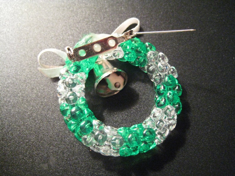 Christmas Wreath Brooch with Bell
