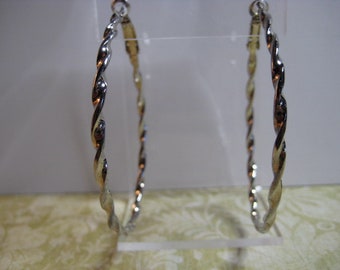 Vintage Silver Tone Twisted Wire Teardrop Hoops