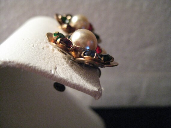 Vintage Coro Multicolored Rhinestone and Glass Pe… - image 3