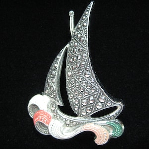 Vintage West Germany Eloxal Aluminium Sailboat Brooch