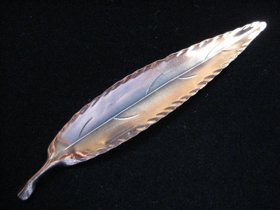 Vintage Nye Copper Leaf Brooch - image 1