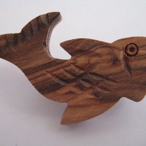 Olive Wood Fish Brooch