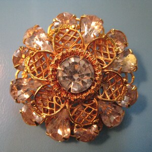 Vintage Gold Plate and Rhinestone Brooch