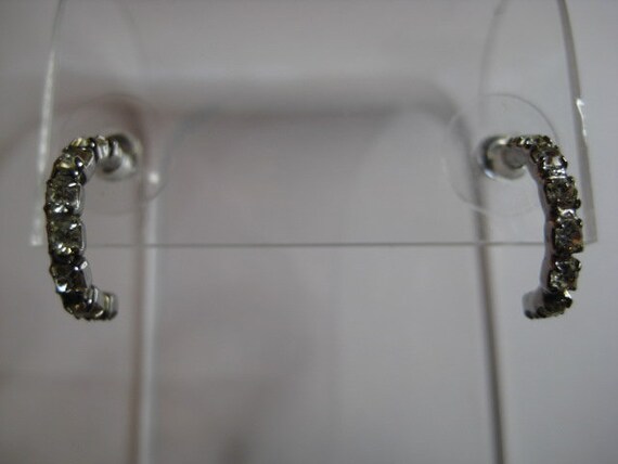 Simple Rhinestone Half Hoops - image 2