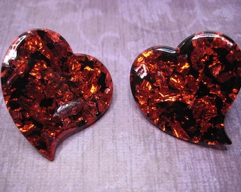 Pendientes de corazón de resina vintage