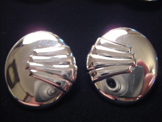 Vintage Monet Trio of Silver Tone Pins and Earrin… - image 3