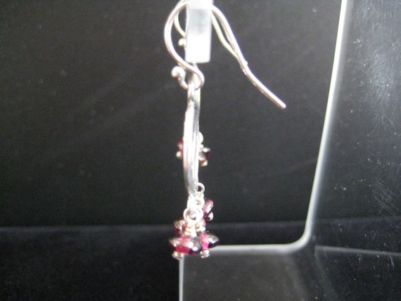 Sterling Silver and Garnet Hoop Earrings - image 6