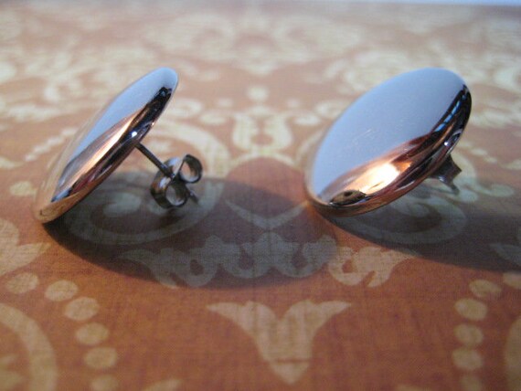 Vintage Mirror Finish Button Earrings
