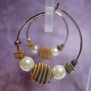 Vintage Beaded Hoop Earrings