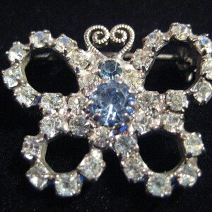 Vintage Rhinestone Butterfly Brooch