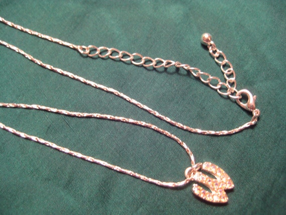 Vintage Initial W Rhinestone Monogram Pendant Nec… - image 3