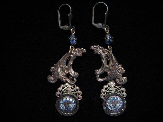 Repurposed Antique Button Earrings - image 1