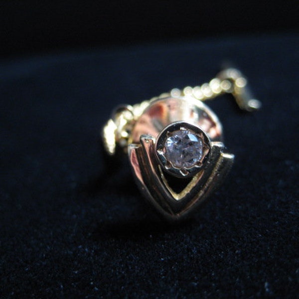 Vintage 14 Karat and Diamond Tie Tack