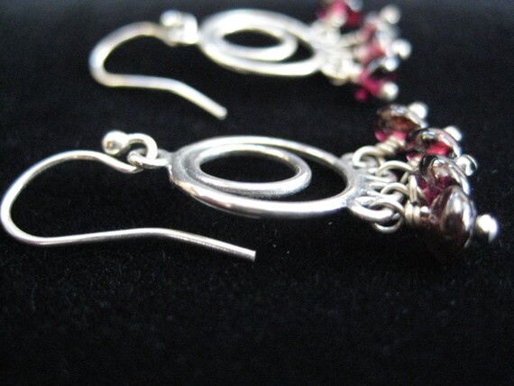 Sterling Silver and Garnet Hoop Earrings - image 10