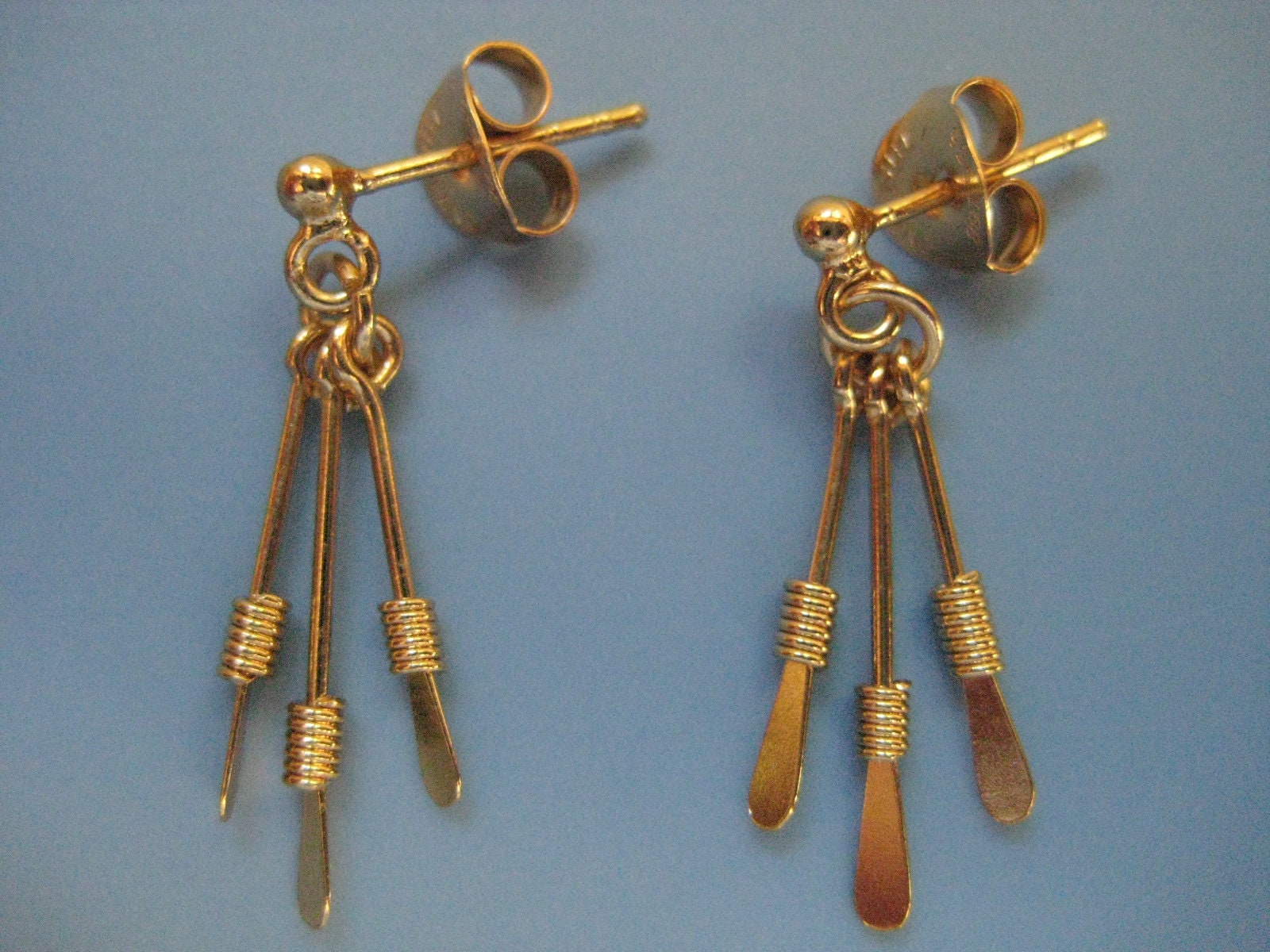 Vintage Thai Gold over Silver Dangle Earrings