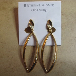 NOS Vintage Etienne Aigner Open Blad Clip Oorbellen