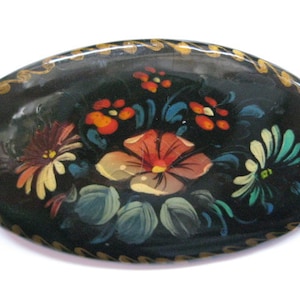 Vintage Russian Hand Painted and Lacquered Brooch