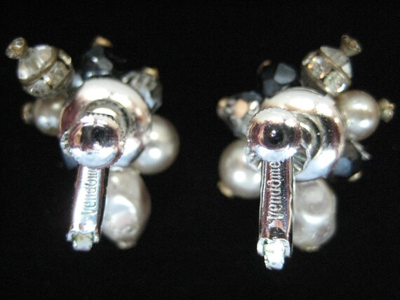 Vintage Vendome Faux Pearl and Rhinestone Earrings - image 6