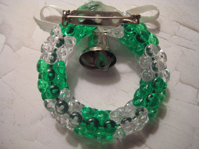 Christmas Wreath Brooch with Bell