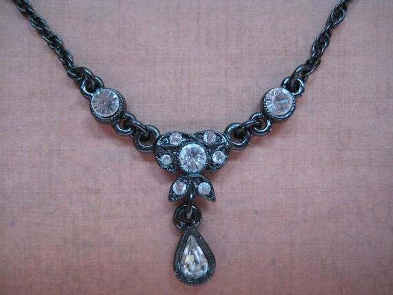 Vintage 1928 Brand Rhinestone Lavalier Necklace - image 1