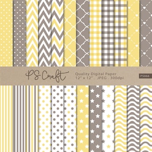Baby Yellow Digital Papers, New Baby Shower Digital Paper, Baby Yellow Backgrounds, Yellow and Khaki Invitation Paper, SEAMLESS Pattern