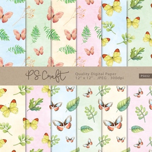 Watercolor Butterfly Digital Papers, SEAMLESS Butterflies Digital Paper, Butterfly Texture, Watercolor Papers