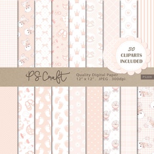 Carta digitale per bambina rosa tenue, carta digitale per baby shower SENZA CUCITURE, sfondi con motivi rosa tenue, invito rosa, motivo SENZA CUCITURE