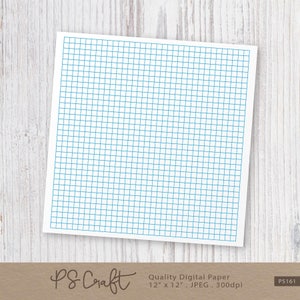 May include: A digital paper with a blue grid pattern. The paper is 12 inches by 12 inches and has a resolution of 300 dpi.