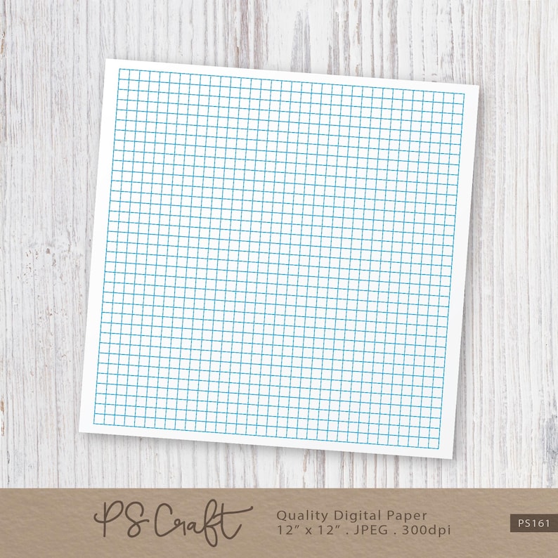 May include: A digital paper with a blue grid pattern. The paper is 12 inches by 12 inches and has a resolution of 300 dpi.
