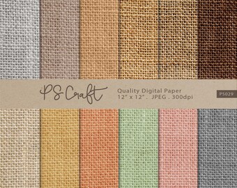 Burlap Texture Digital Paper Pack, Linen Fabric (Digital Download)