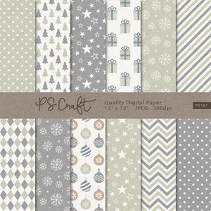 Carte digitali natalizie bianche, sfondi natalizi senza soluzione di continuità, carte natalizie kraft, carta per scrapbooking digitale natalizia