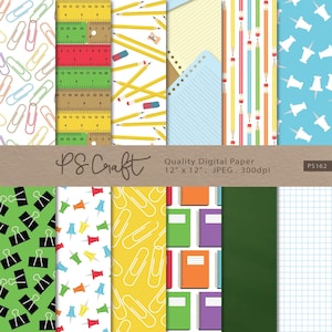 Back to School Digital Papers, SEAMLESS School Background, Teacher Digital Paper, Digital Stationery Chalkboard