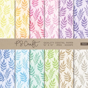 Aquarell Blätter digitale Papiere, NAHTLOSE Blatt digitales Papier, Blätter Textur, Aquarell Papiere