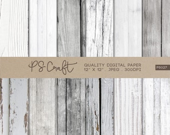 Rustic White Wood Digital Paper Pack, 12x12 (Digital Download)